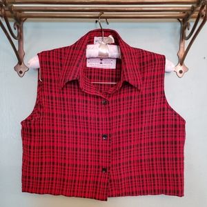 90's Red & Black Plaid Crop Top